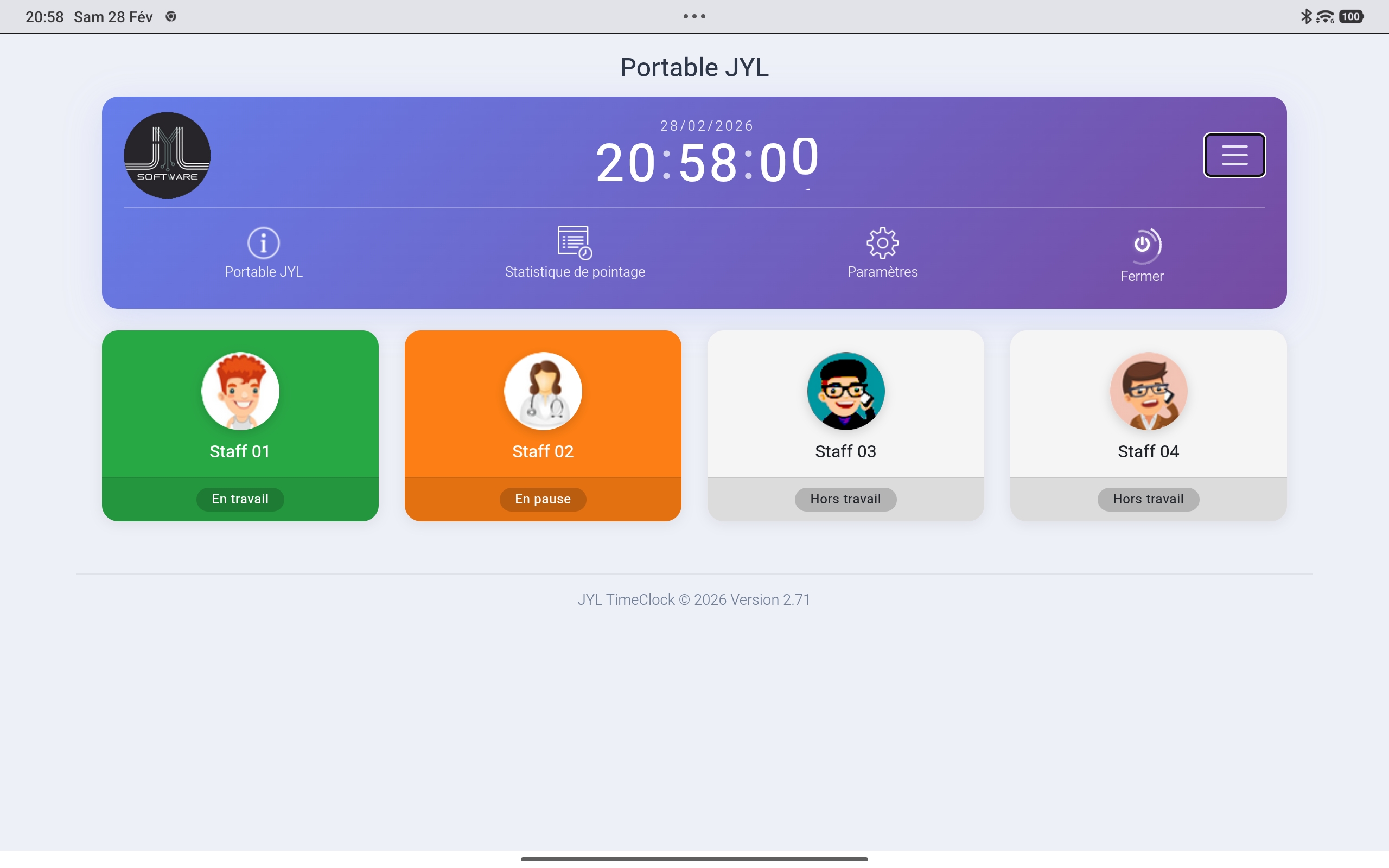 JYL TimeClock Connect — asetukset